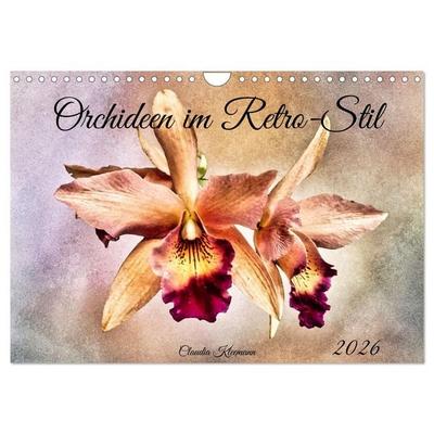 Orchideen im Retro-Stil (Wandkalender 2026 DIN A4 quer), CALVENDO Monatskalender