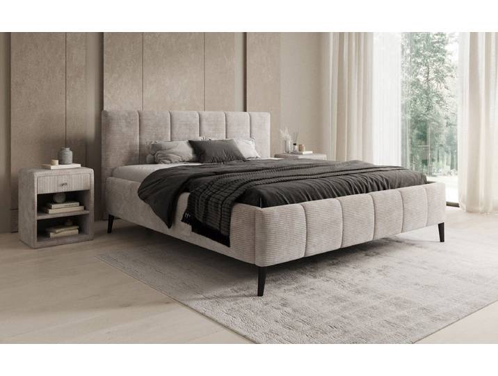 Designer Polsterbett Valerio in Cord mit höhenverstellbarem Lattenrost - 180x200 - Grün - Luxusbetten24