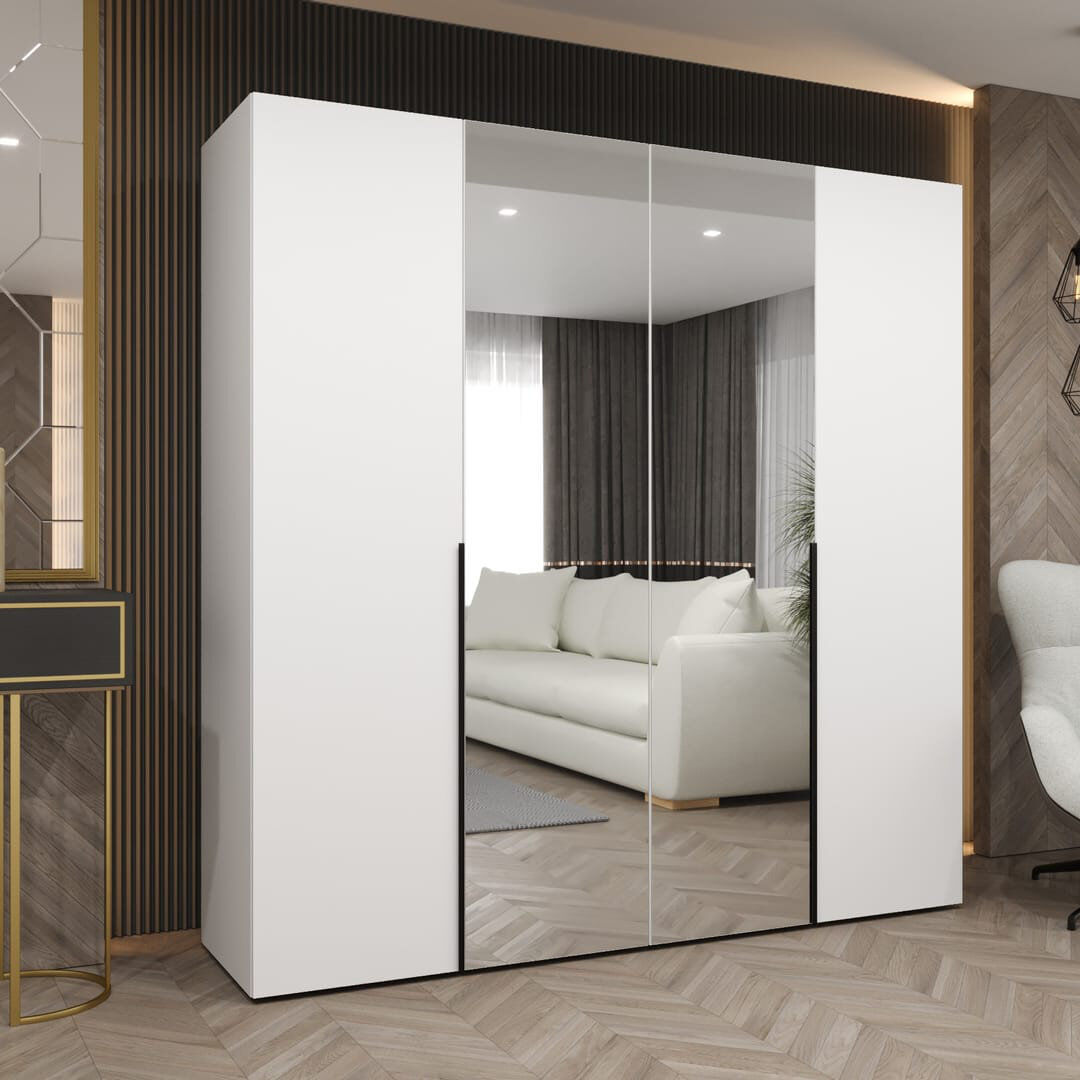 Latitude Run Bogins 4 Door Wardrobe White 200cm W X 52cm D