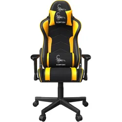Gembird Gaming chair SCORPION juodas mesh yellow skin, Gaming Stuhl, Schwarz, Gelb