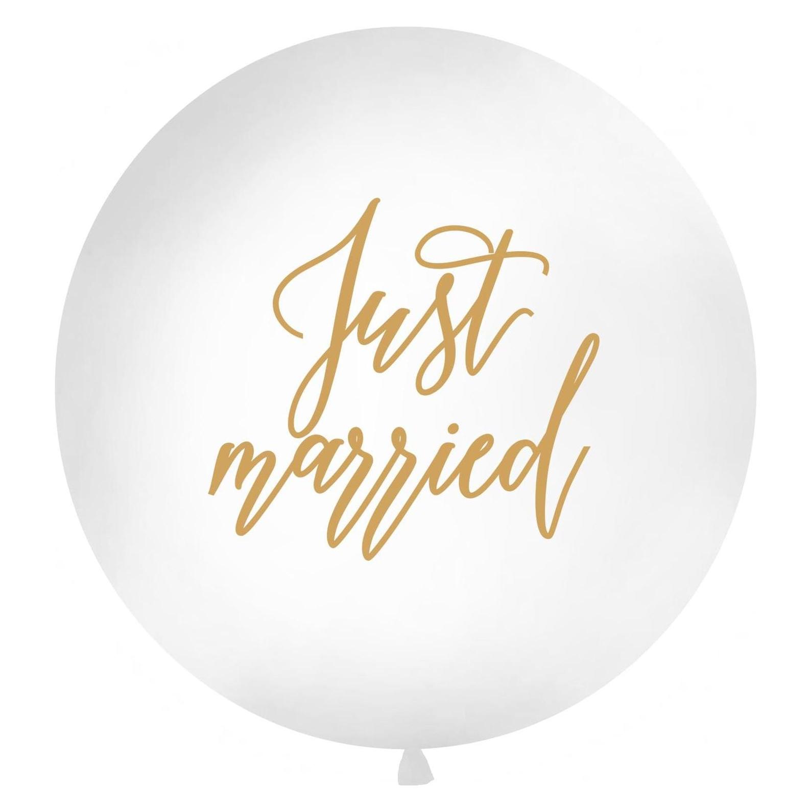 Partydeco Luftballon Just Married Ø 1 m, Weiss (1x) (OLBON18D-008-019)