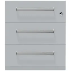 Rollcontainer NoteTM | 3 Schubladen, Tiefe 775 mm, Designgriff - 355 silber