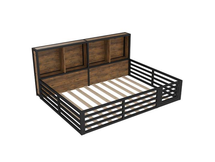 Oxeza Metallbett 140/200 cm Schwarz mit Staufach, Metall, Mode, Rechteckig, 140x200 cm, Schlafzimmer, Betten, Metallbetten