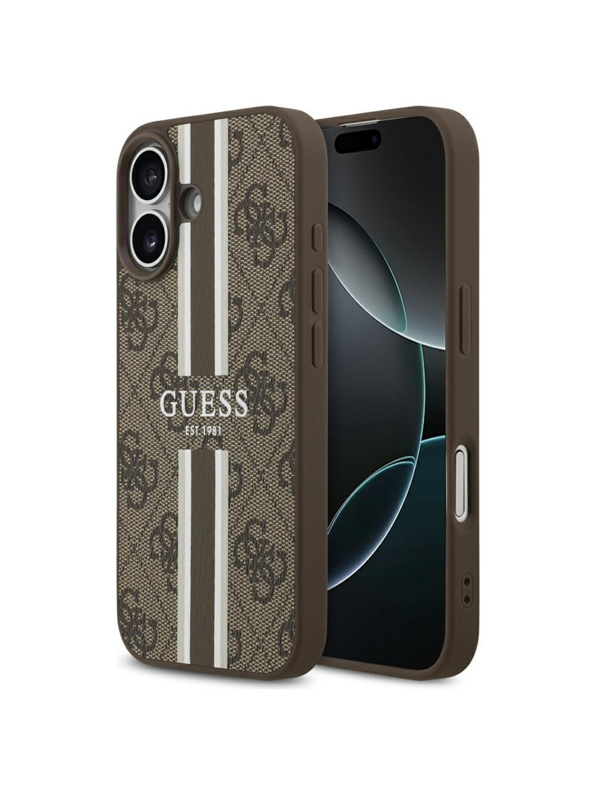 GUESS 4G Printed Stripes MagSafe case for iPhone 17 - brown