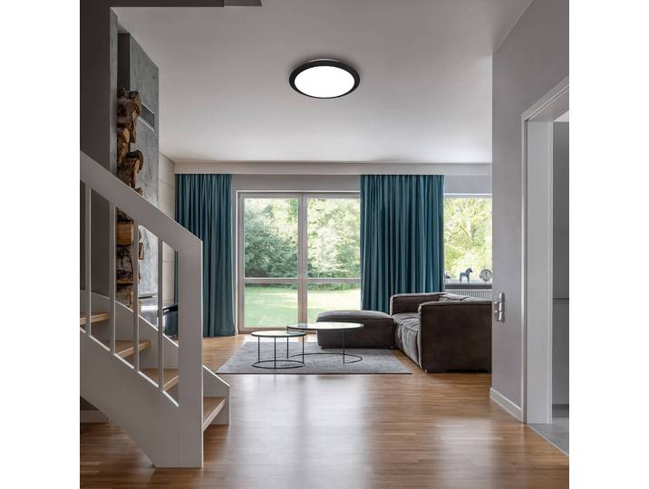 Briloner LED-Außendeckenleuchte 3766015 IP44, schwarz 3766015/3766018, schwarz, Kunststoff, LED Deckenleuchten