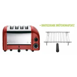 Classic Toaster Premium 4-Schlitz inkl. Gratis Brötchenaufsatz Rot
