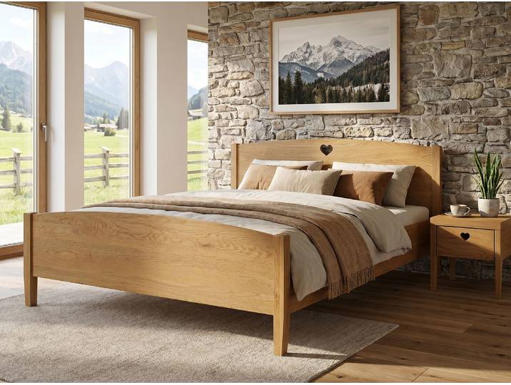 Eichenbett „Heidi“ 120 x 190 cm Massivholz Eiche