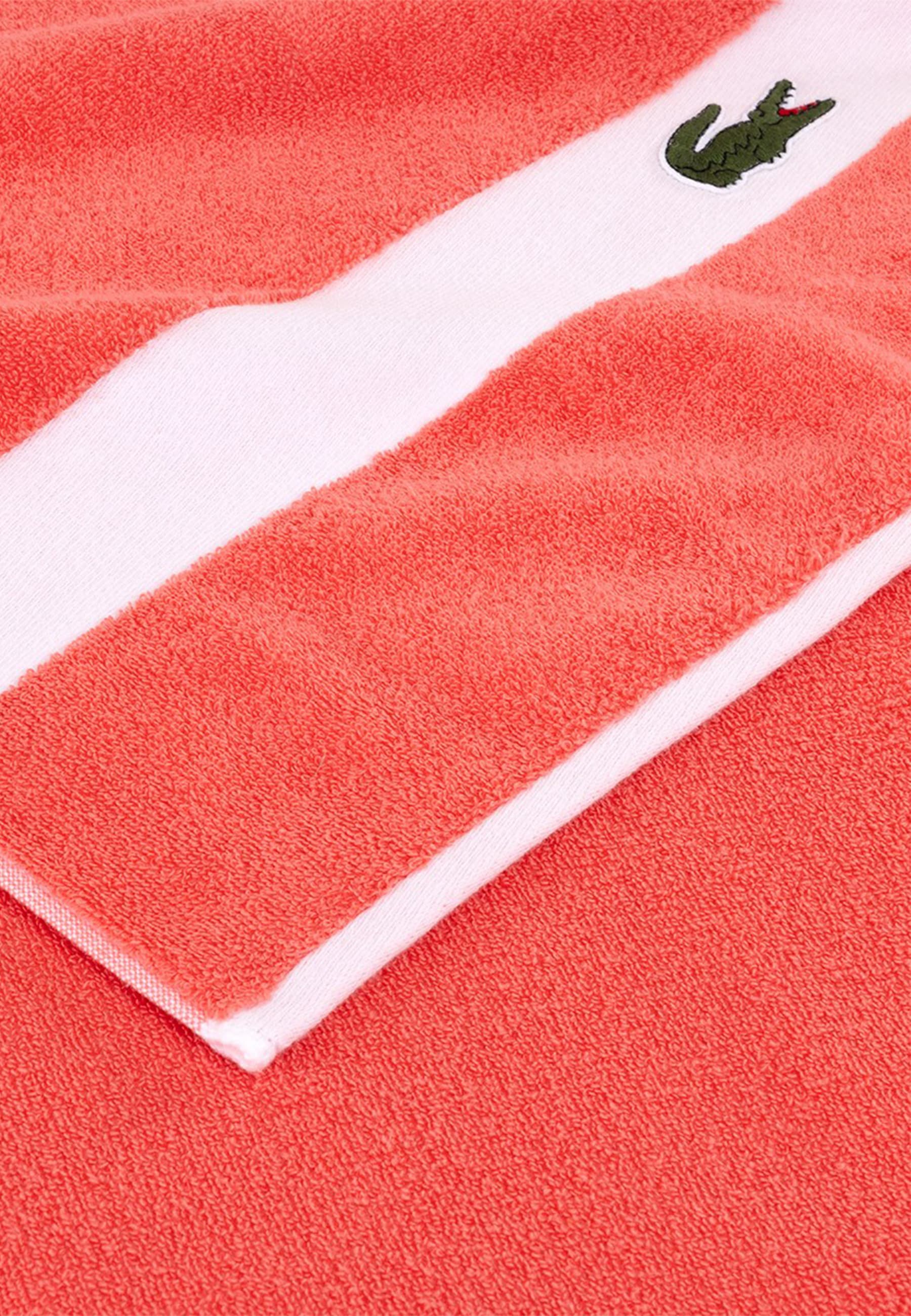 Badetuch LACOSTE "LCASUAL", papaye, B:90cm L:150cm, Frottier, Obermaterial: 100% Baumwolle, Handtücher, Badetuch, mit Label-Applikationen papaye B/L: 90cmx150cm, 1 Stk., Frottier