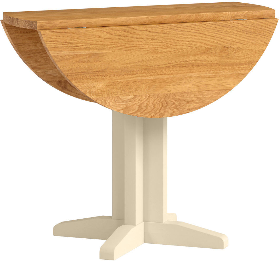August Grove Kersh 90 cm Extendable Oak and Rubberwood Round Wood Top Dining Table Natural Wood