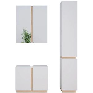 Vicco Badmöbel-Set Gloria, weiß, 3-teilig, mit Waschbeckenunterschrank, Spiegelschrank & Badschrank