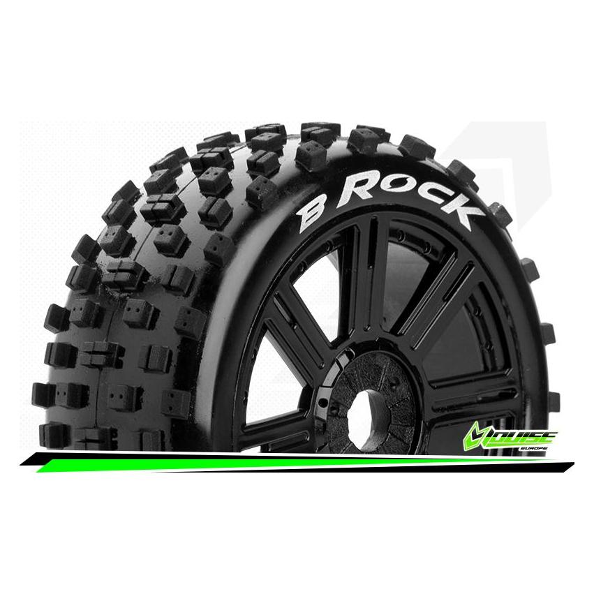 Louise B-ROCK 1-8 Buggy Komplettradsatz Fertig Verklebt Soft Speichenfelgen Schwarz Hex 17mm L-T3270SB (LOUT3270SB)