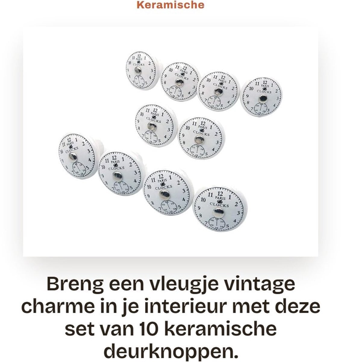 Dailygoods Set van 10 Keramische Deurknoppen - Vintage Shabby Chic - Antieke Kastdeurgrepen