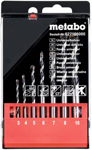 Metabo 627186000 7teilig Universal-Bohrersortiment Metall, Stein, Beton, Holz, Mauerwerk 3 mm, 4 mm, 5 mm, 6 mm, 7 mm, 8 mm, 10 mm