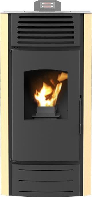Robin Wood Enya pelletkachel, 8 kW, beige, pelletopslag 16 kg