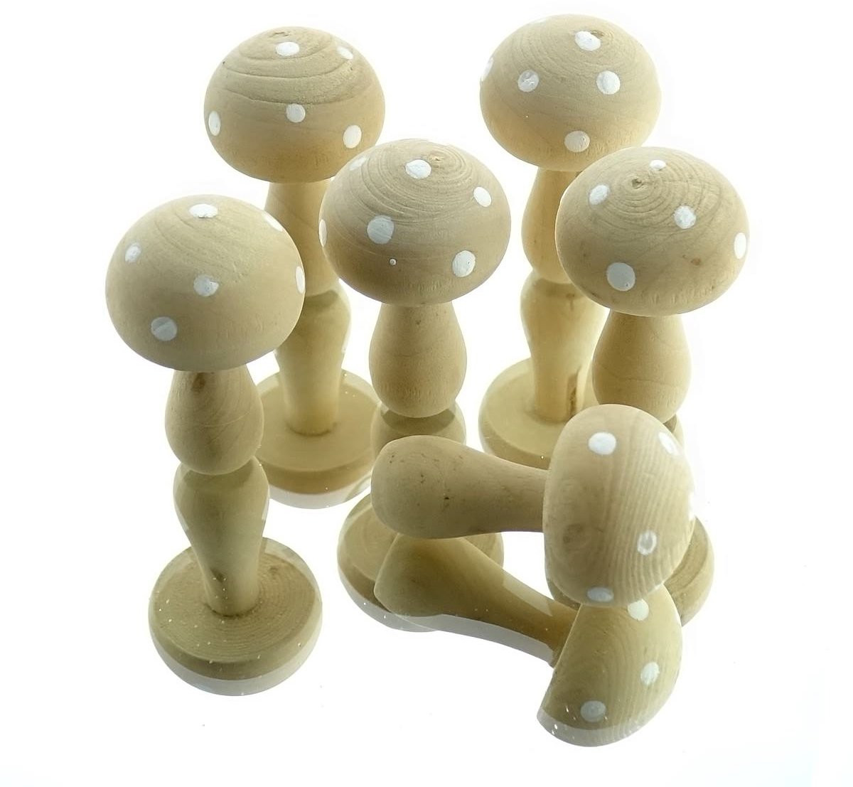 Sagaflor Kerstdecoratie Vliegenzwammen Natuur en Wit - Set van 6 - 4,5 cm