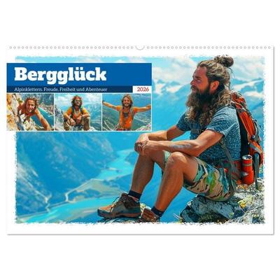 Bergglück. Alpinklettern. Freude, Freiheit und Abenteuer (Wandkalender 2026 DIN A2 quer), CALVENDO Monatskalender