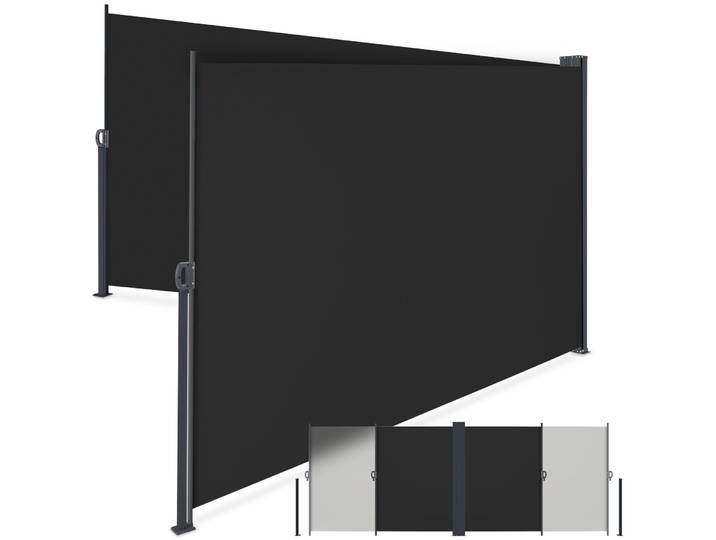 Store Latéral\, Protection Solaire\, Polyester Acier\, Noir 600x9x180cm