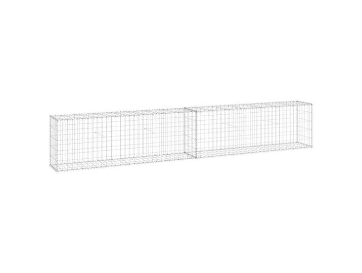 vidaXL Gabionenwand Mit Abdeckung Verzinkter Stahl 300/30/50 Cm, Silberfarben, Metall, Rechteckig, 30x50 cm, Gartenzubehör