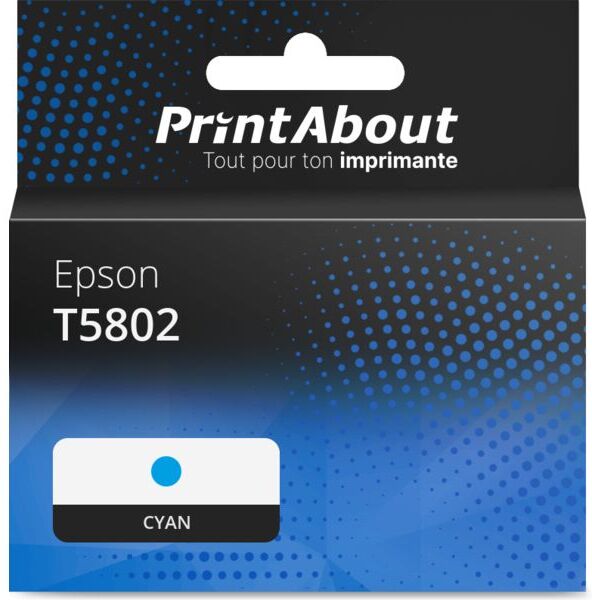 Cartouche PrintAbout compatible pour Epson T5802 - Cyan
