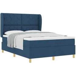 vidaXL, Boxspringbett, Boxspringbett Mit Matratze Stoff Blau (160 x 200 cm)