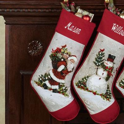 C & F Enterprises Inc Woodland Santa Stocking Red , Red