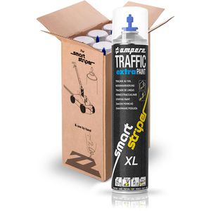 AMPERE Markierungsspray Traffic Extra Paint XL, blau, Langzeit, 6 Dosen je 750 ml