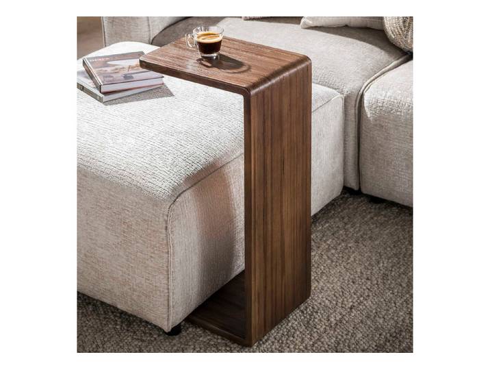 alesvelt Beistelltisch MAYA TEAK C-Form Überstelltisch aus recyceltem Teakholz (1-Tisch), 40x30x76cm
