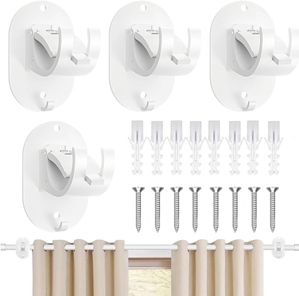Dailygoods Zelfklevende Gordijnhaken zonder boren - ABS - Wit