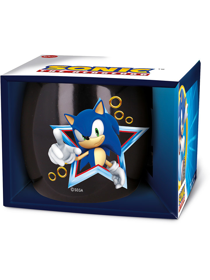 Stor Tasse "Sonic" in Schwarz/ Blau - 380 ml - onesize