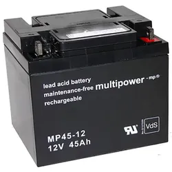 Blei-Akku Multipower MP45-12, mit VDS-Zulassung, M6 Schraubanschluss, 12 Volt, 45 Ah