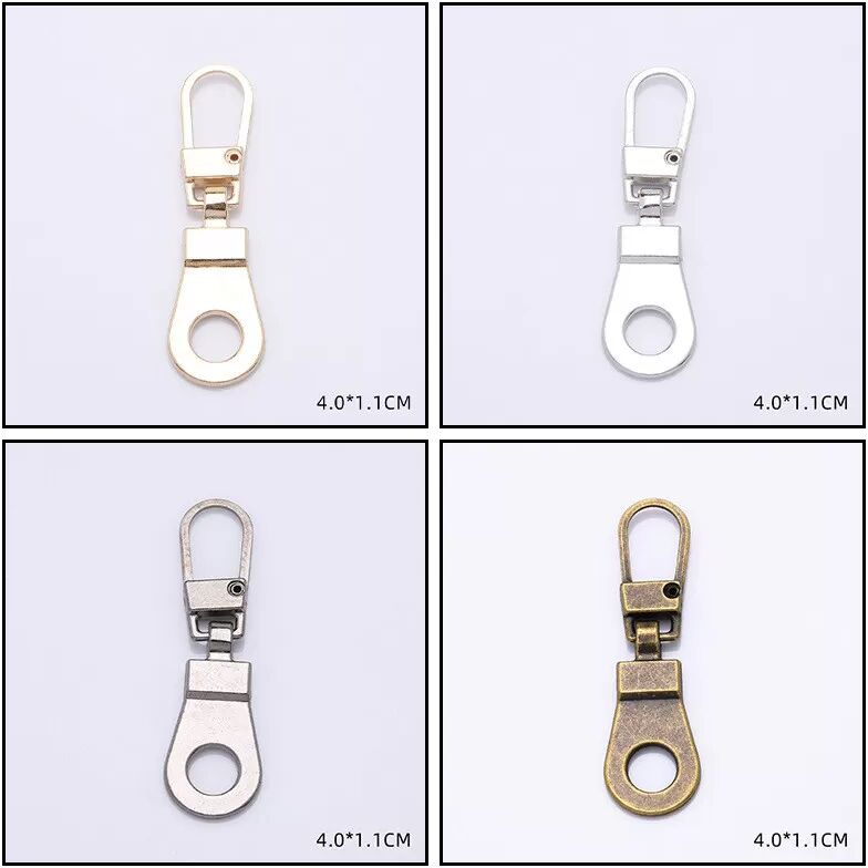 INF Abnehmbarer Reißverschlusskopf mit Hohlrundkopf, 4 Farben, kompatibel mit Metallreißverschlüssen für Kleidung und Taschen,