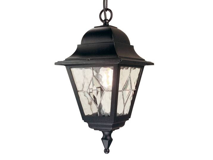 Elstead Außenhängeleuchte Norfolk NR9, schwarz/klar, IP43 dimmbar, schwarz, Glas, Antik