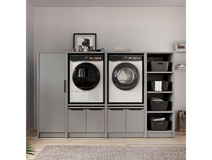 Set de buanderie H 150cm Gris/Gris mat