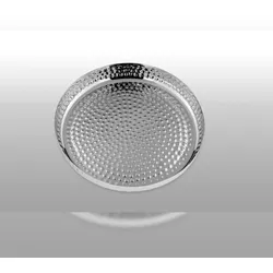 Tablett rund, gehämmert Edelstahl D: 24,0cm, H: 4,0cm