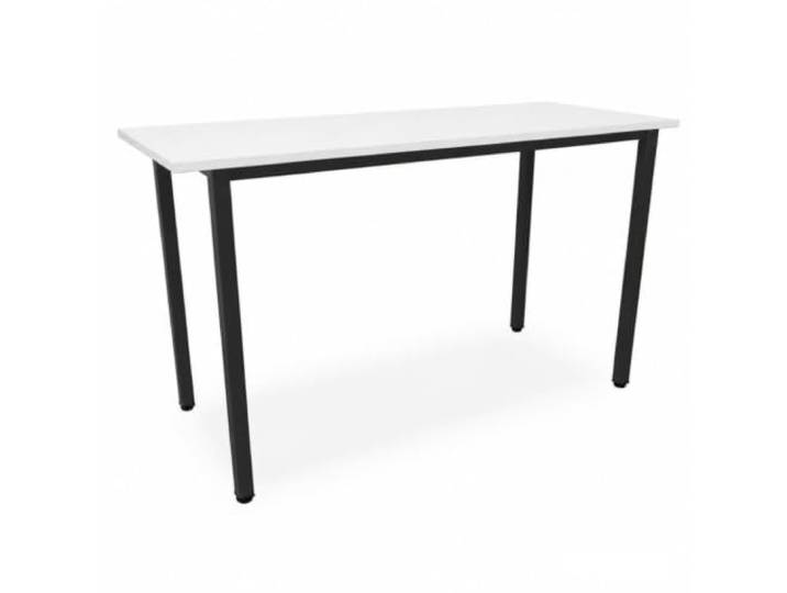 EIGENTLICH Stehtisch Gestell Schwarz, H112,5 cm (Weiss, 200x80 cm) Büro Besprechungs-Stehtisch quadratische Beine Stahlrohr, Meetingtisch Bartisch aus eigener Fertigung für Privat und Gewerbe