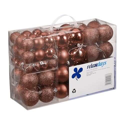 Relaxdays Kerstballen Set van 100 stuks, Bruin, Mat en Rond