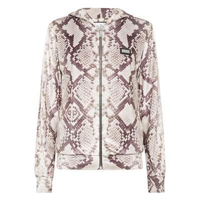 Kapuzensweatjacke PHILIPP PLEIN "Python", Damen, Gr. XS, braun (06, beige), Stoff: 5% Elastan, 95% Polyester., Sweatjacken
