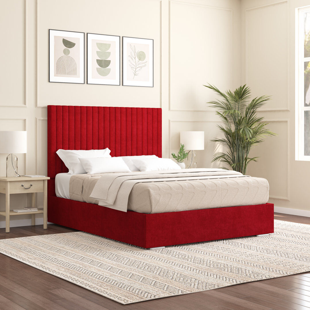 Brayden Studio Aidean Upholstered Bed Frame Red Single (3')