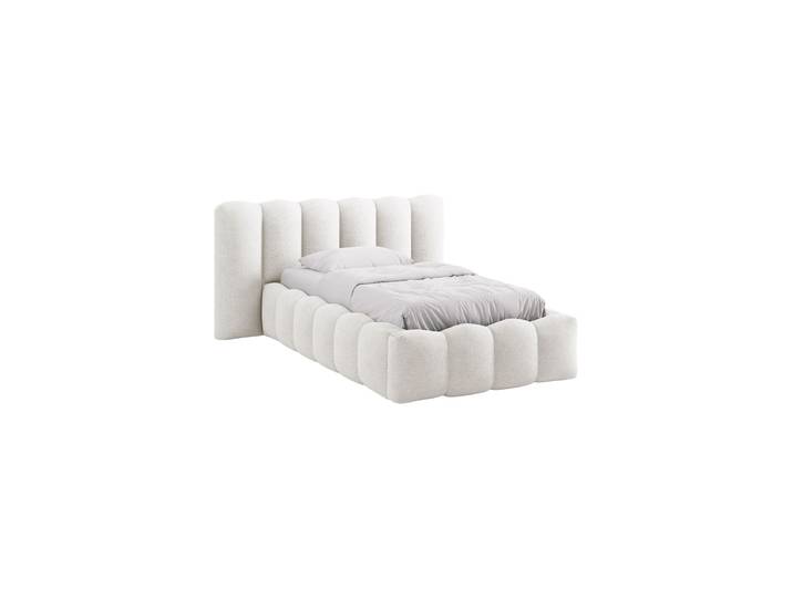 Design Einzel-Polsterbett „Lupine“ mit Ablagefach Bouclé Weiss Chosen by Bloomingloft