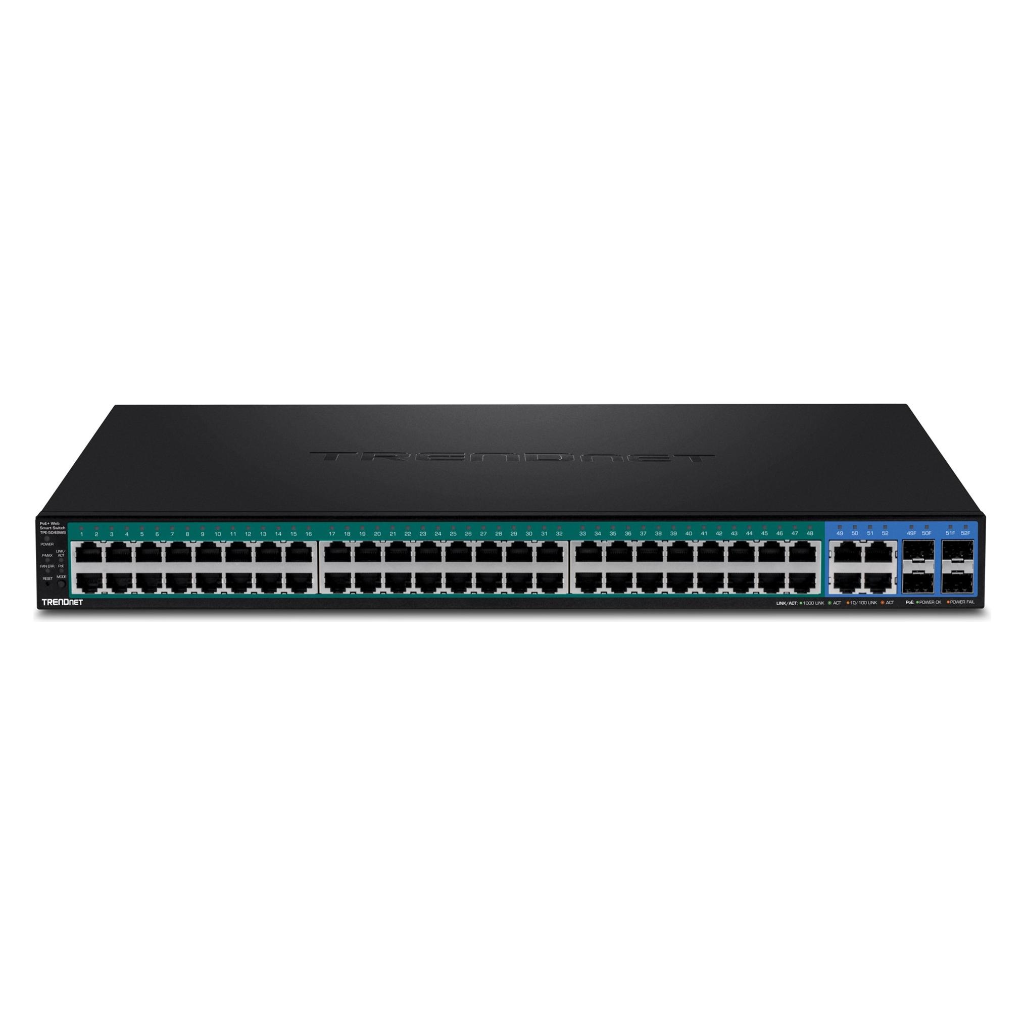 Trendnet 48 x Gigabit PoE+ ports, 4 geteilte Gigabit-Ports (52 Ports) (TPE-5048WS)