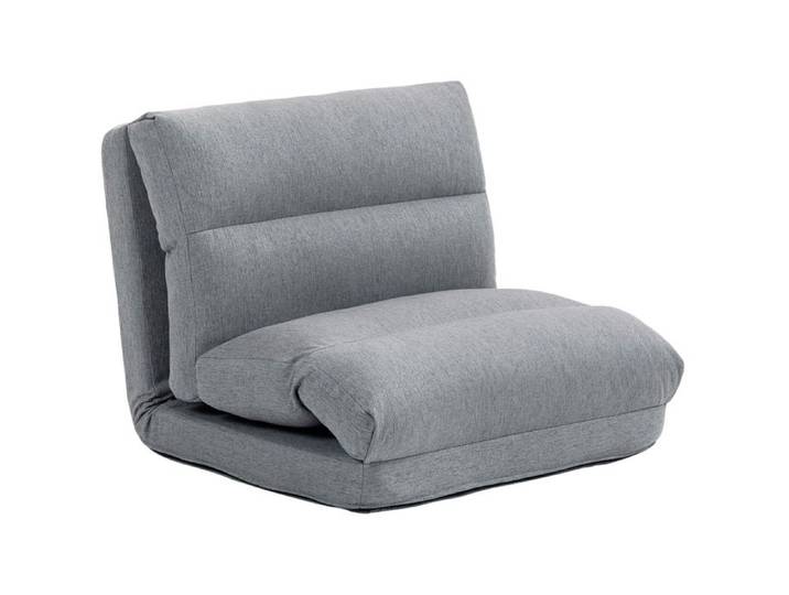 Chauffeuse de sol pliante – dossier réglable 6 positions – convertible en lit 70 x 203 cm – gris