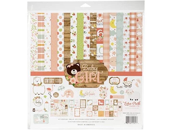 Echo Park Paper Bedrijf Baby Girl Collection 12X12 KIT, Roze, Geel, Groen, Blauw, One Size