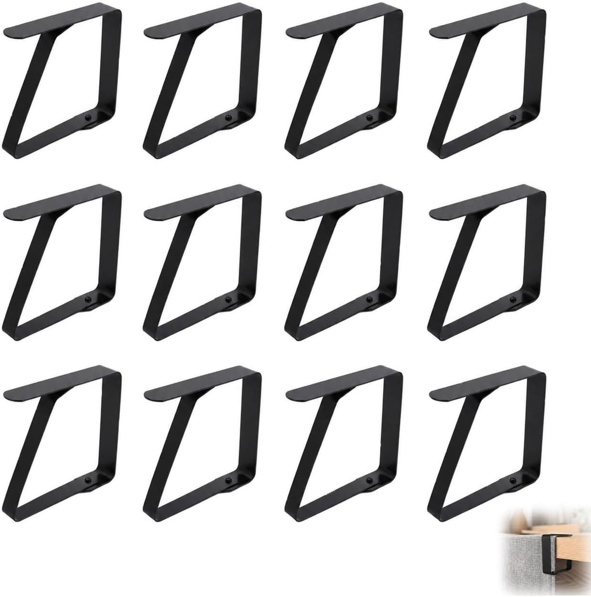 SnelShoppen Tafelkleedklemmen Groot - 12 Stuks - Zwart