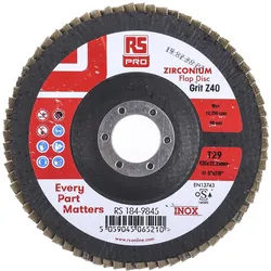 RS PRO, Schleifmittel, Zirkoniumdioxid Lamellenscheibe Ø 125mm, Korngrösse P40 (P40)