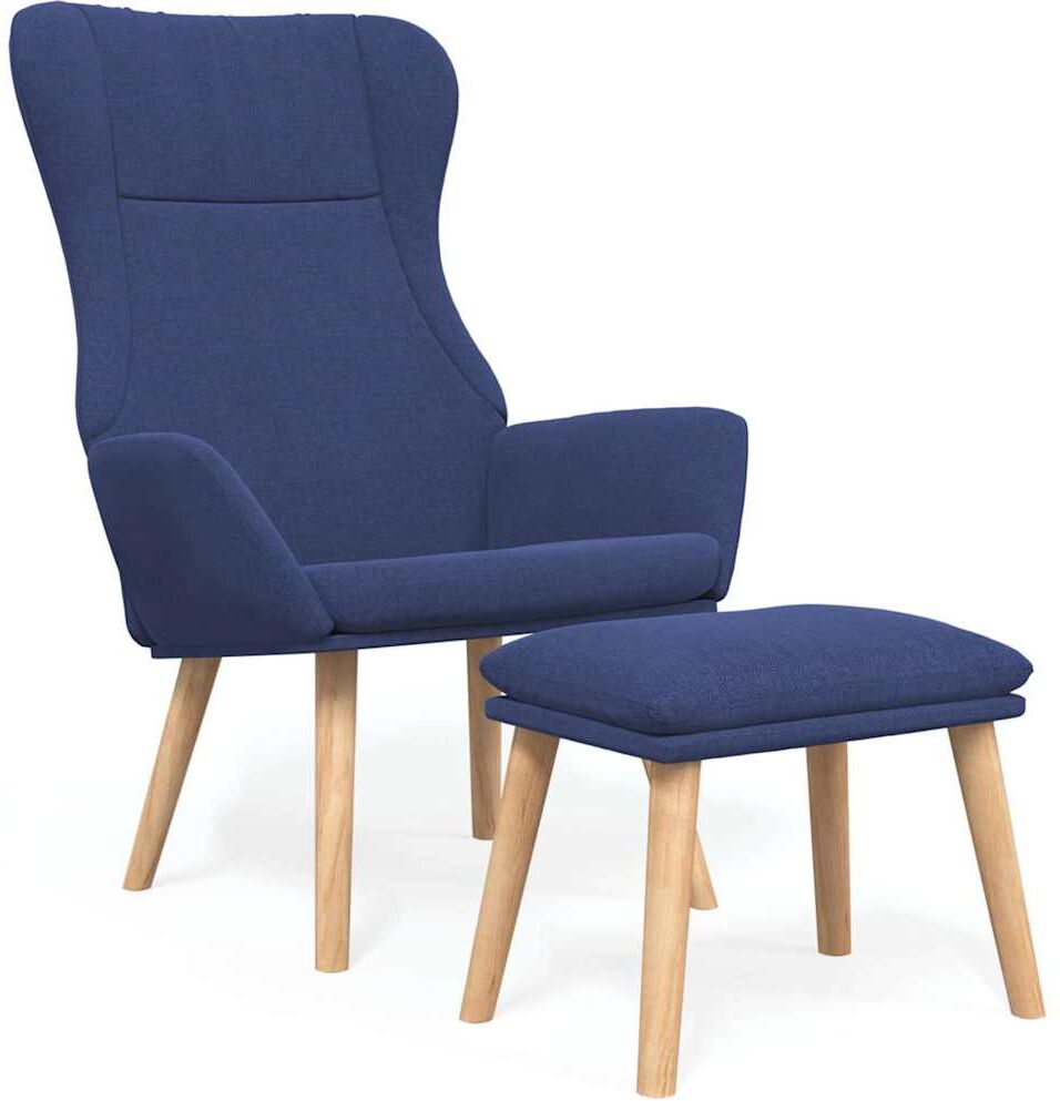 vidaXL Chaise de relaxation avec repose-pied Bleu Tissu