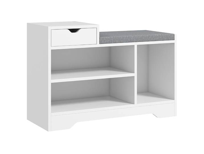 Banc à chaussures meuble d'entrée velours blanc