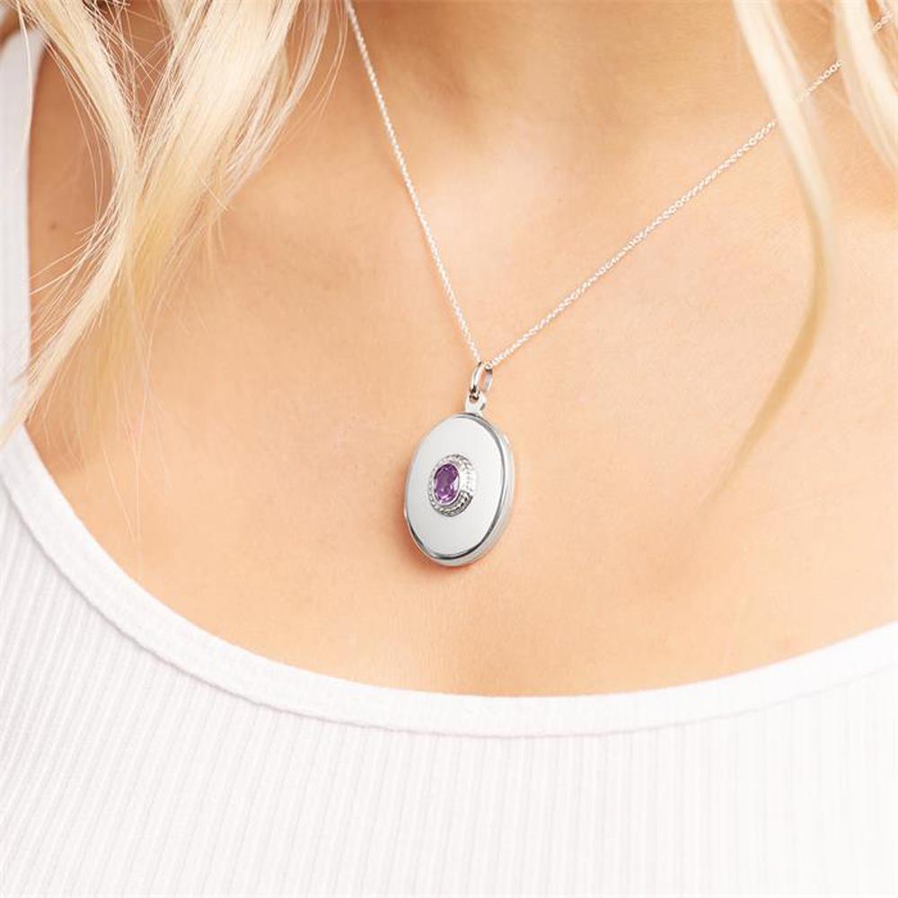 Unique Silberkette mit Medaillon Amethyst silber