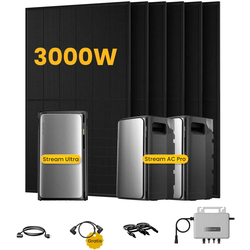 EcoFlow Stream Ultra, Solaranlage mit Speicher, mit 6 x 500W Bifazialen Solarmodulen, by Powerness - Stream Ultra + 2 x Stream AC Pro | 5760Wh / ohne Zubehör / Standardversand