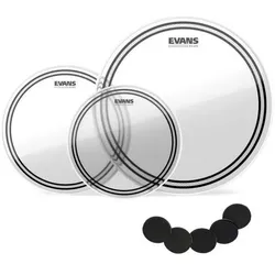 Evans EC2SCLR-S Clear 12-13-16 mit keepdrum Damper Pads (Tom), Drumhead, Transparent