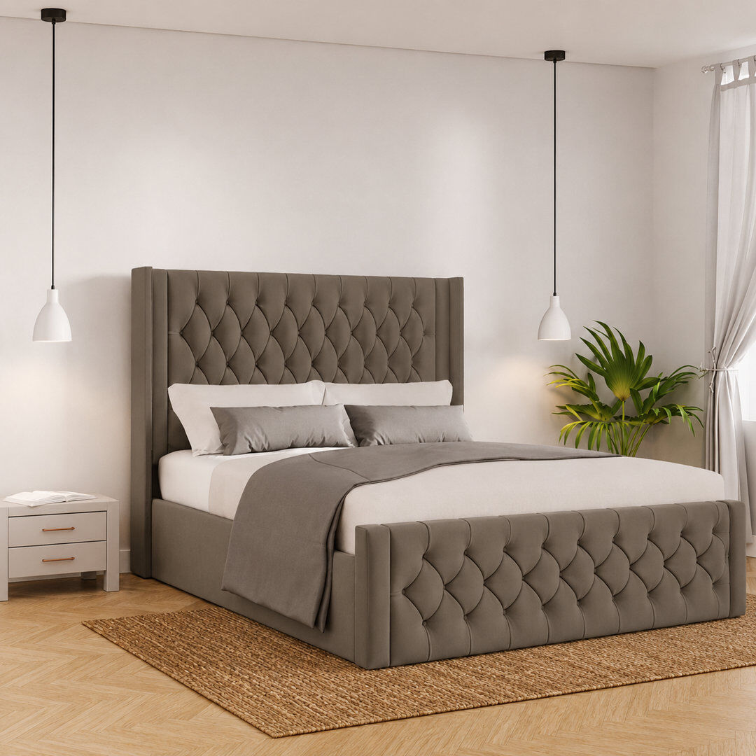 Canora Grey Barrientez Upholstered Ottoman Storage Bed Mole Double (4'6)